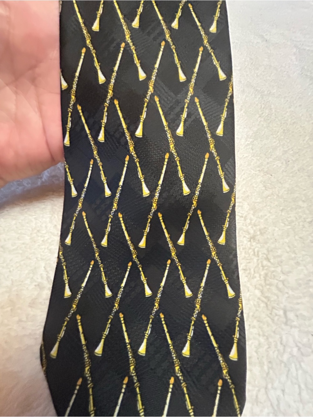 🎁3 for $30 - Black Tie with Gold Clarinet Motif